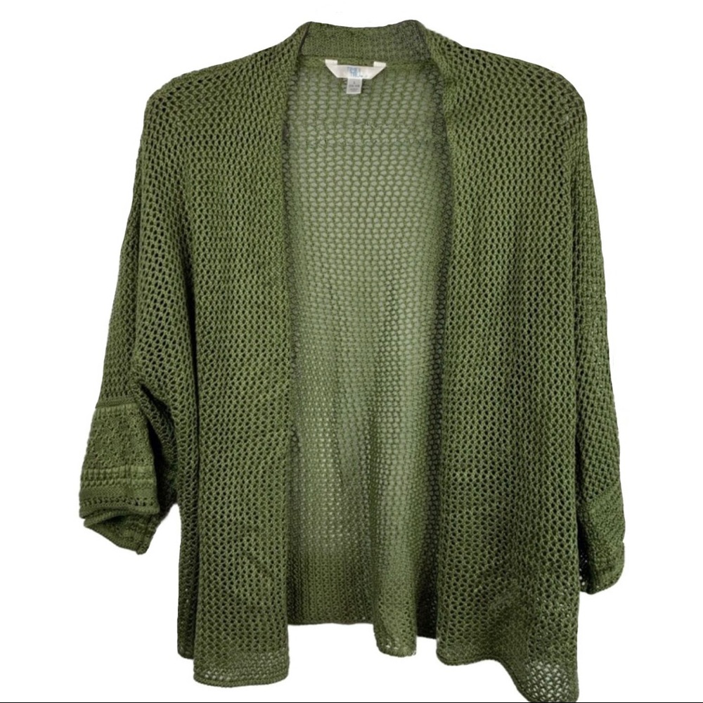 Sage Green Time & Tru crochet sweater cardigan